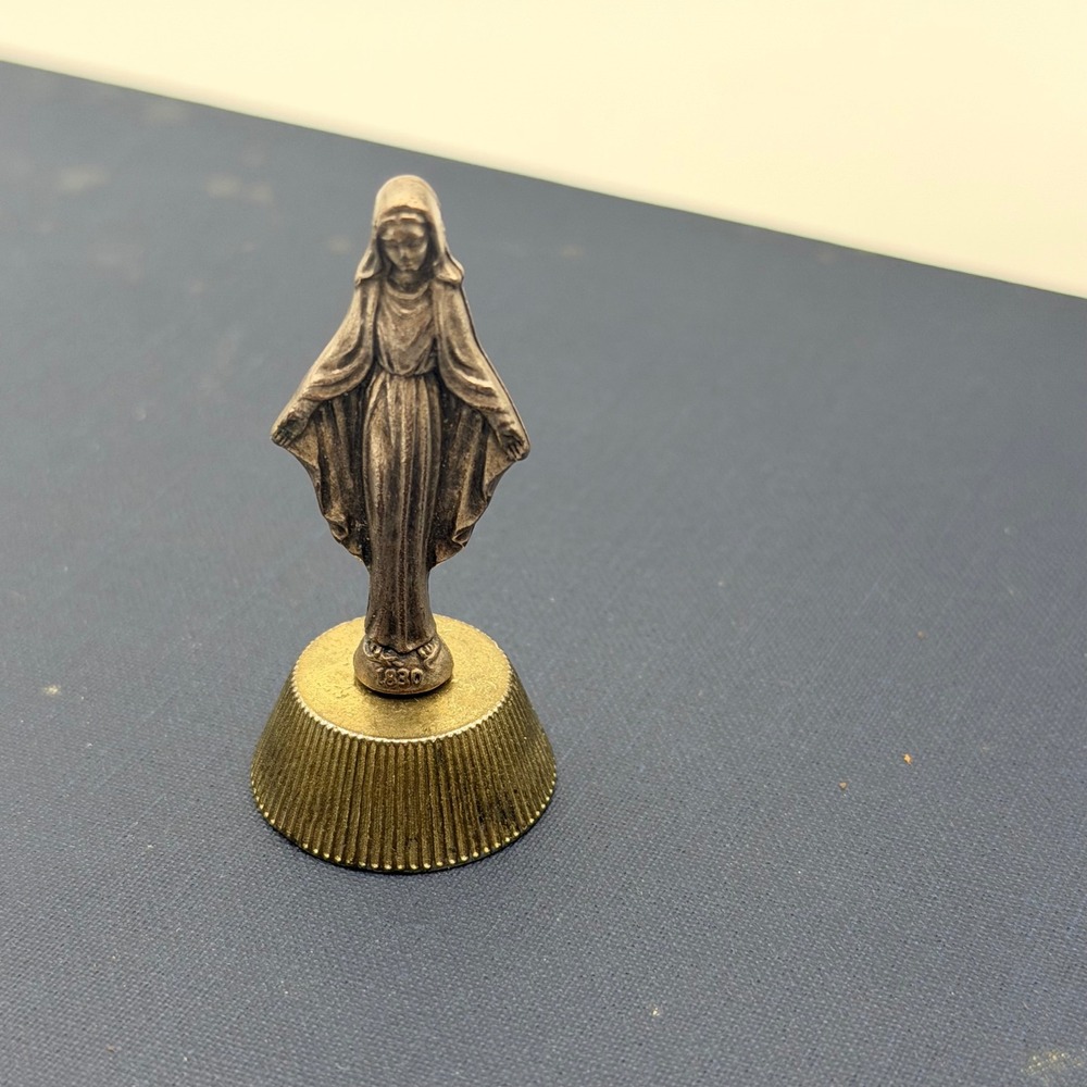 Vintage Religious Mini Virgin Mary Figurine Automotive Statue Magnetic Base 2"